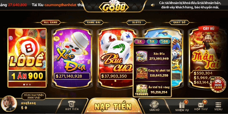 nạp tiền game go88